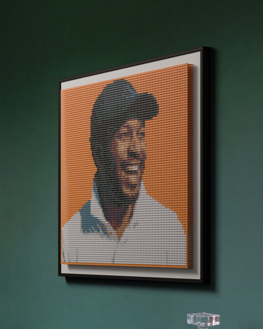 7,560 tees in 13 colours on an orange board, 45 by 42 inches